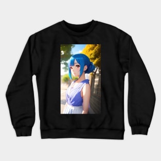 Anime Girl With Blue Hair 03 Crewneck Sweatshirt